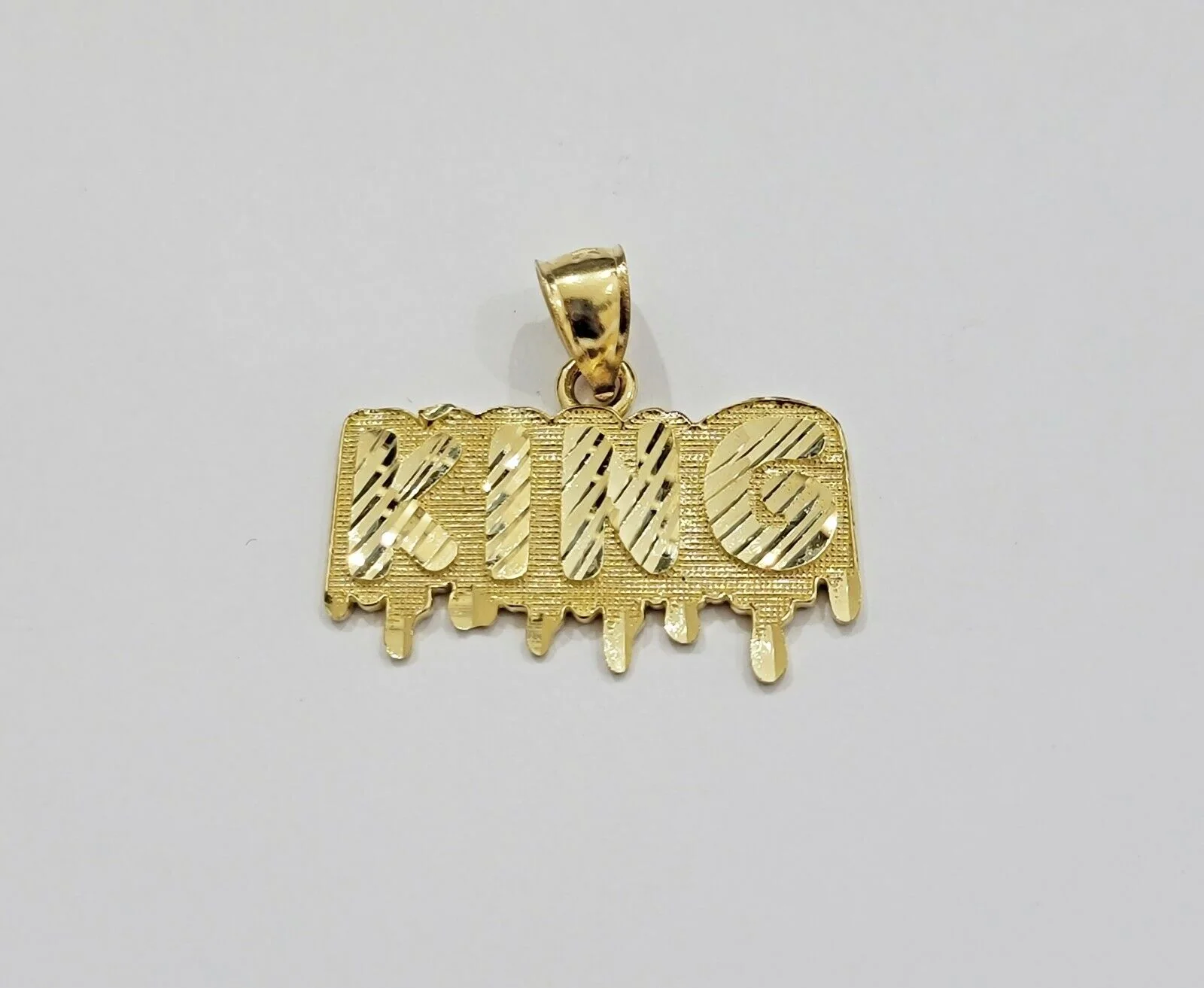 Real 10k Yellow gold King Pendant charm Drip diamond cut for Men 10kt gold - Image 6