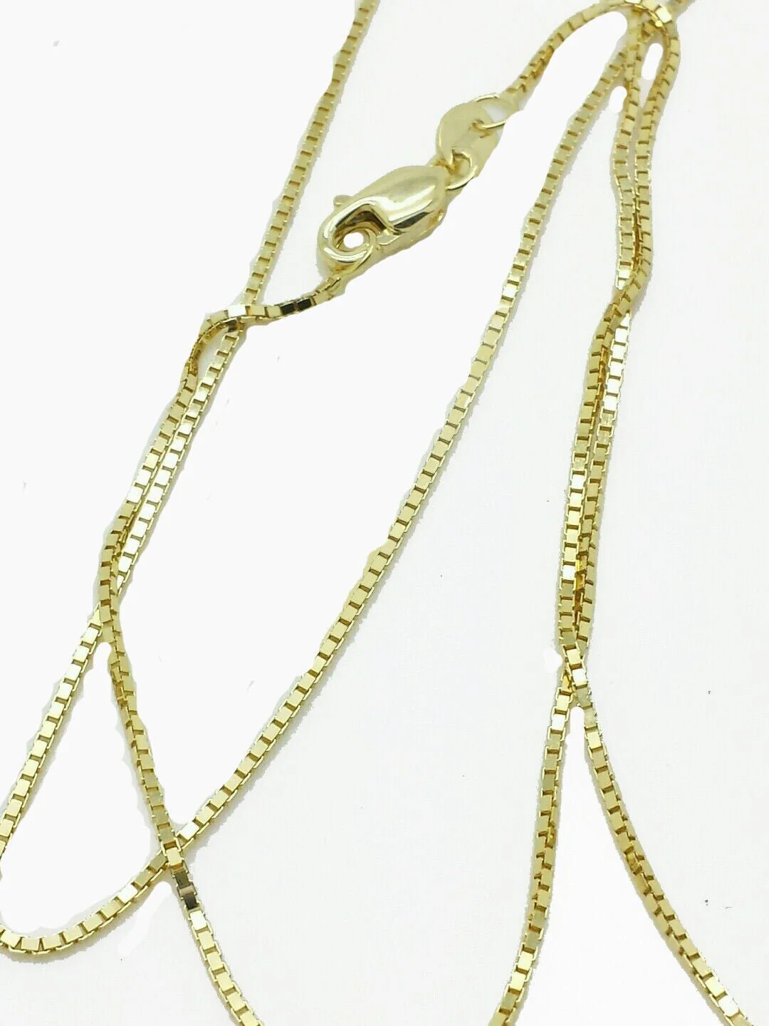 Real 10k Yellow Gold Ladies Chain Box Necklace Pendant 16"  18"  20 Inch 0.8mm - Image 4