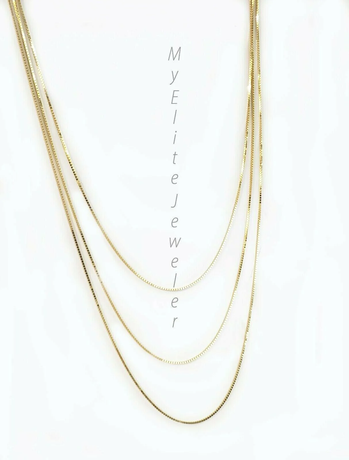 Real 10k Yellow Gold Ladies Chain Box Necklace Pendant 16"  18"  20 Inch 0.8mm - Image 5
