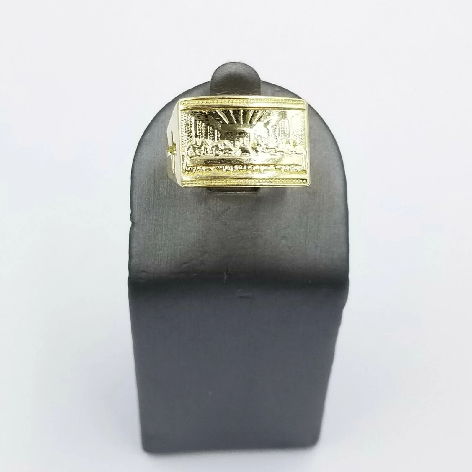REAL 10k Yellow Gold Last Supper Ring Cross Design Men's Ring, All Sizes - Image 5
