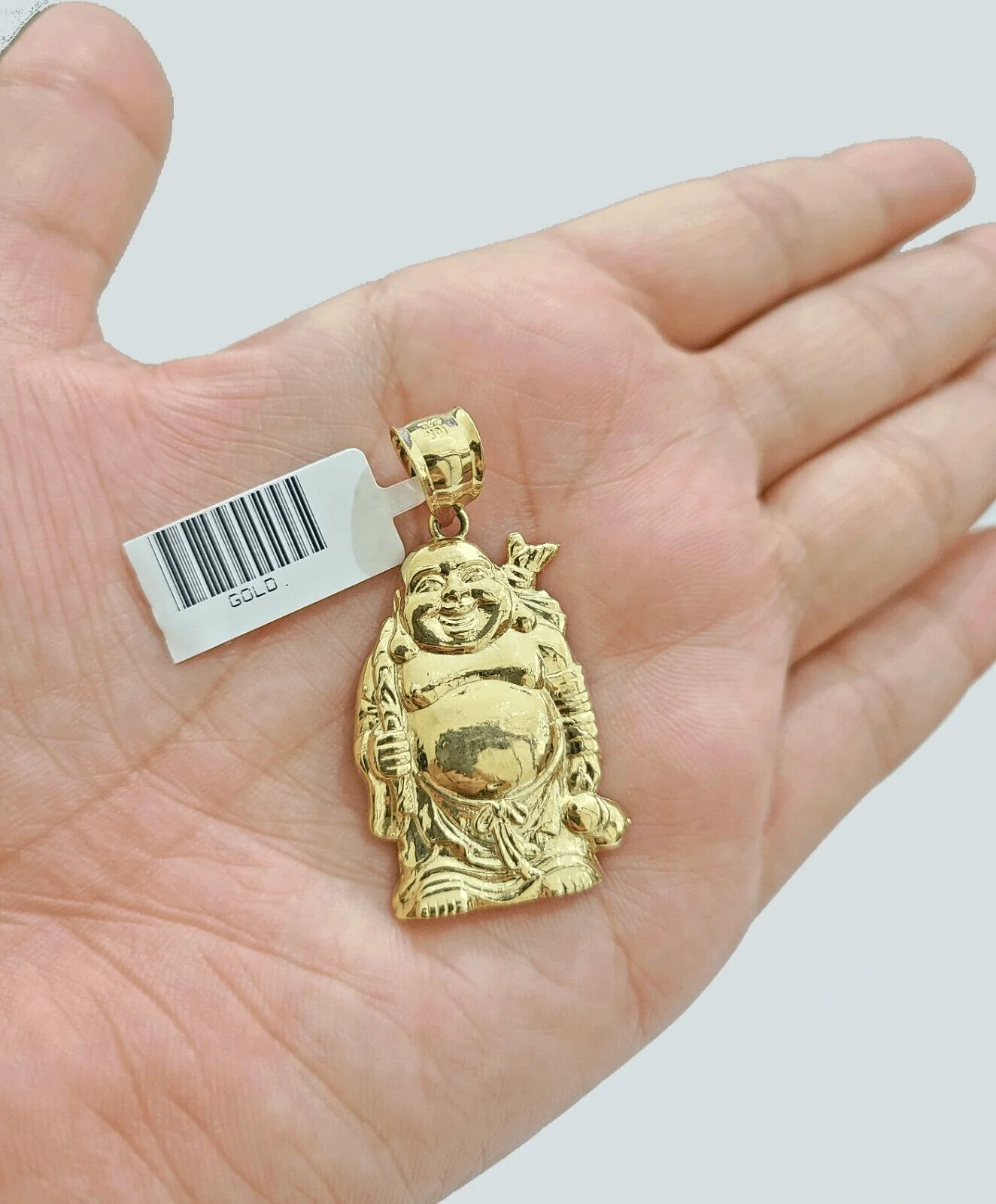 Real 10k Yellow Gold Laughing Buddha Charm 1.5''inches Pendant 10kt for Chain