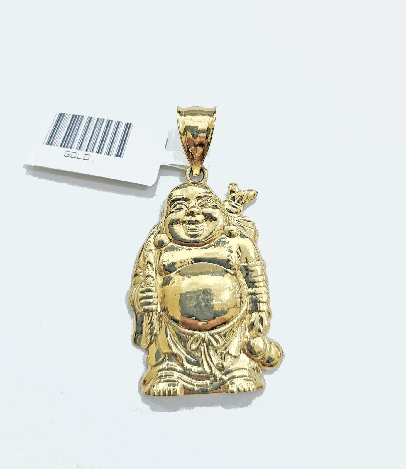 Real 10k Yellow Gold Laughing Buddha Charm 1.5''inches Pendant 10kt for Chain - Image 2