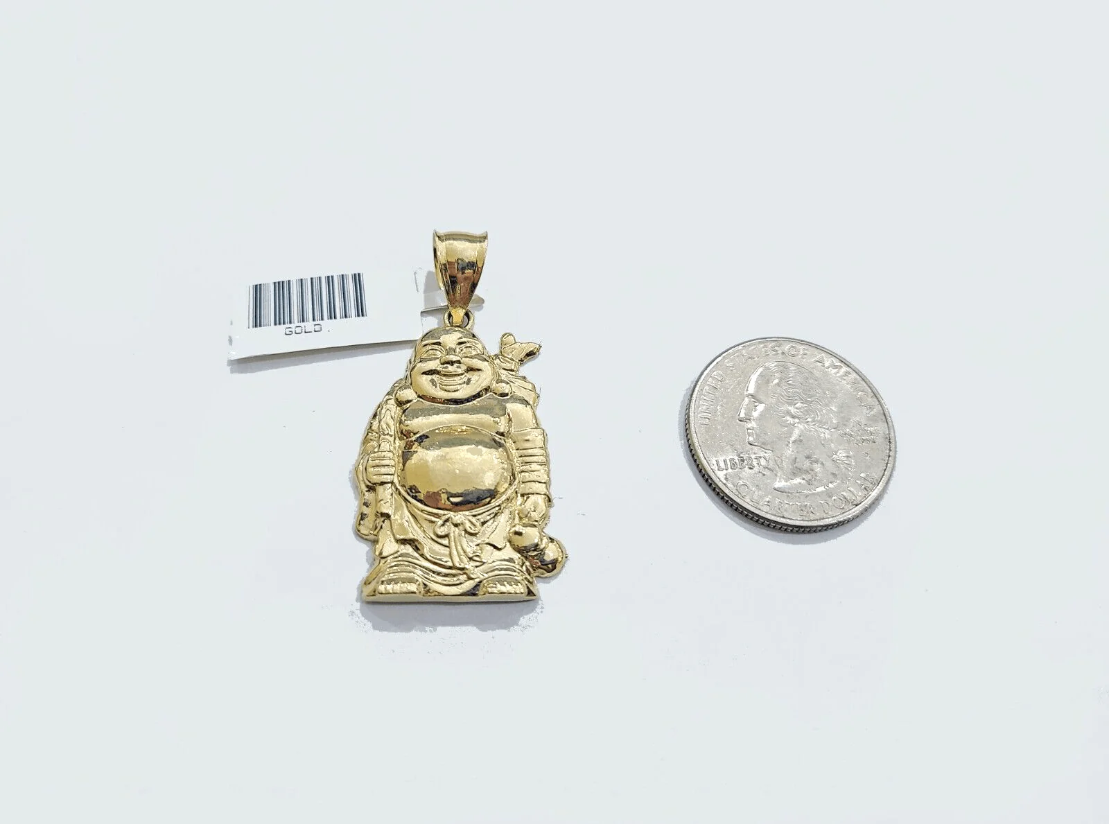 Real 10k Yellow Gold Laughing Buddha Charm 1.5''inches Pendant 10kt for Chain - Image 3