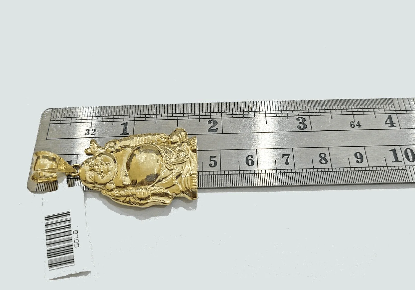 Real 10k Yellow Gold Laughing Buddha Charm 1.5''inches Pendant 10kt for Chain - Image 4