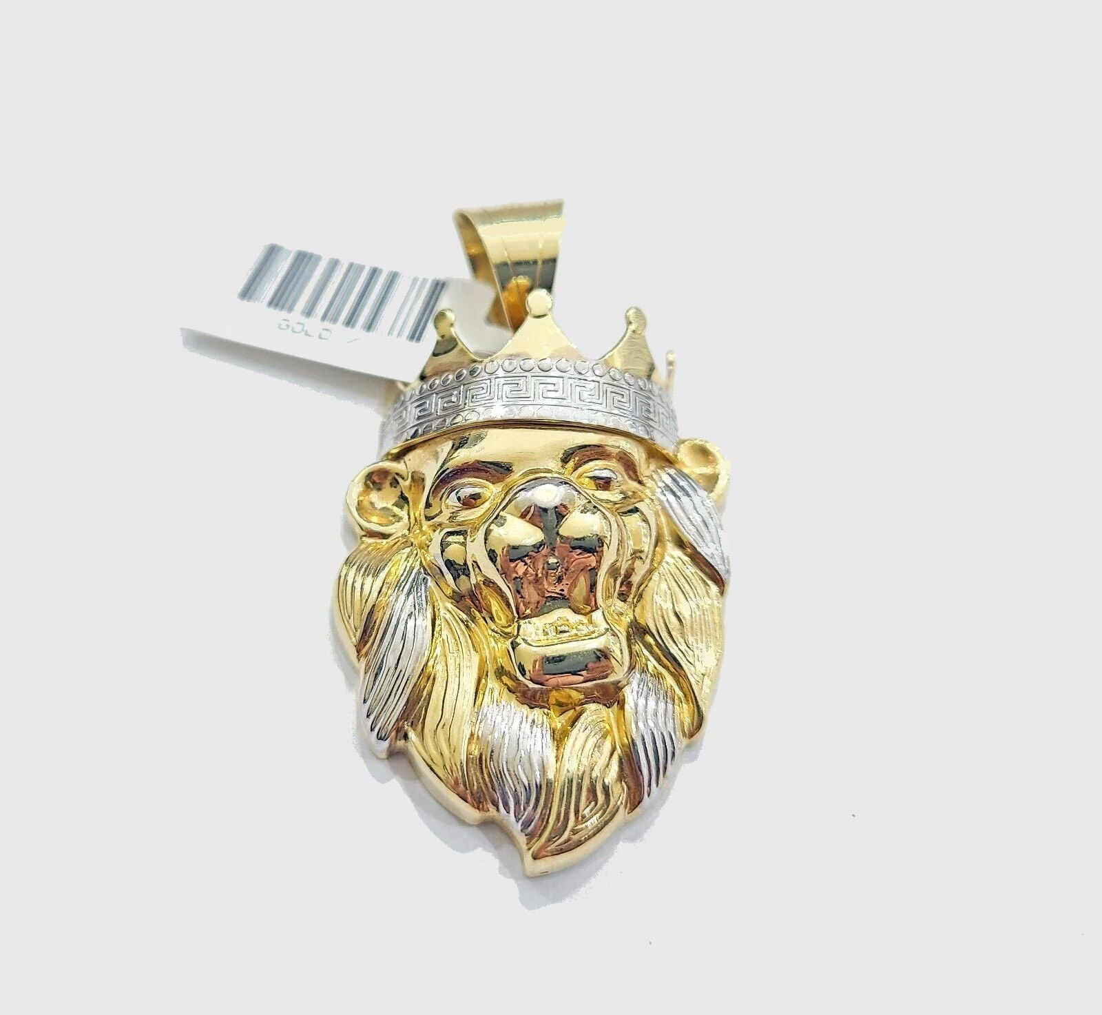 Real 10k Yellow Gold  Lion Head Crown Charm Pendant 10kt for Chain - Image 2
