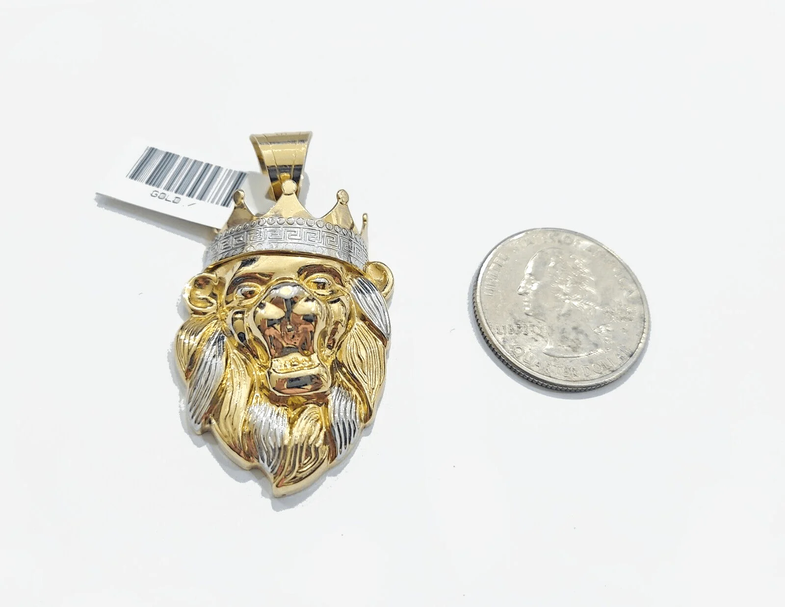 Real 10k Yellow Gold  Lion Head Crown Charm Pendant 10kt for Chain - Image 3
