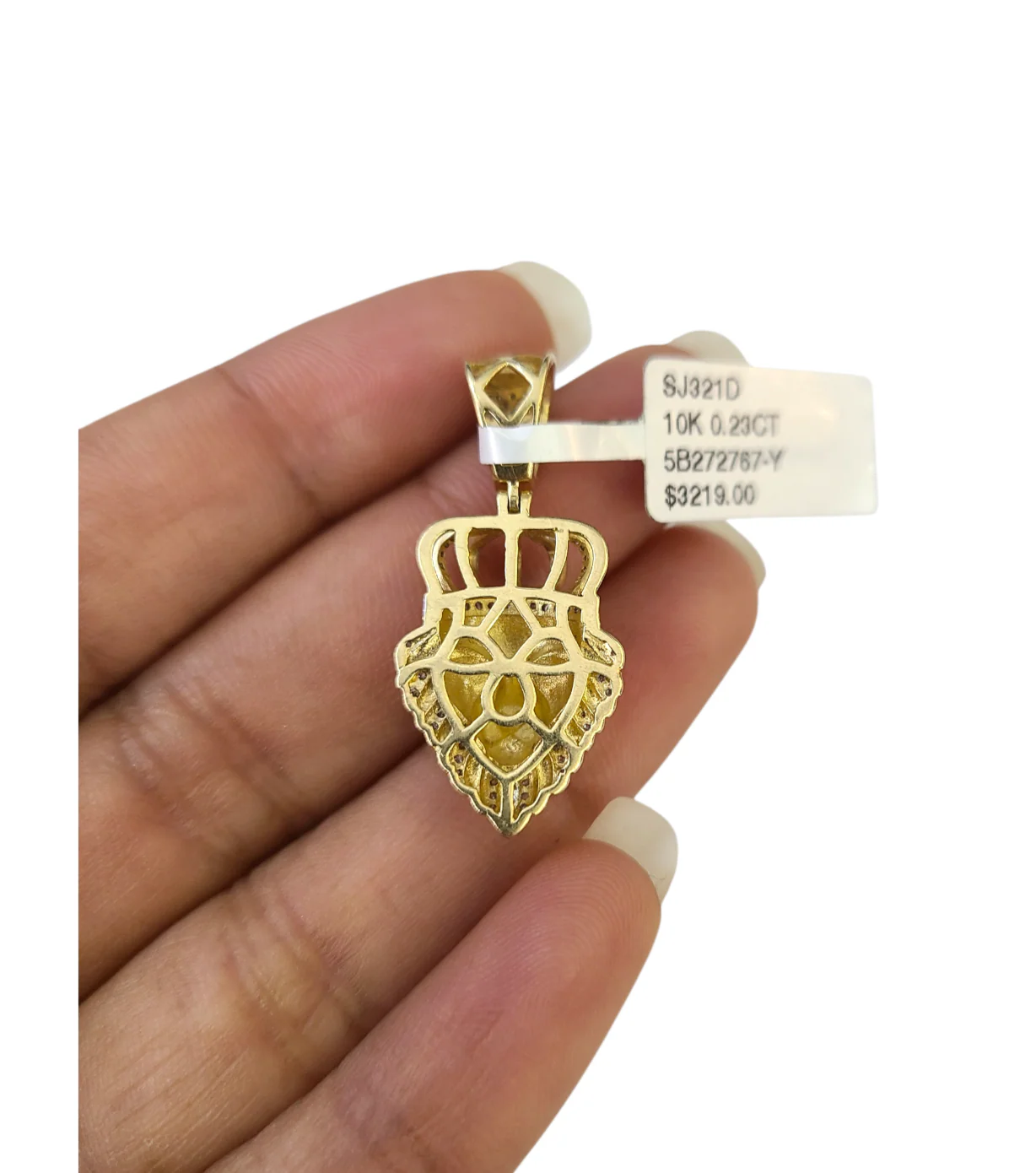Real 10k Yellow Gold Lion Head Diamond Charm Pendant 1.25'' inch Genuine 10kt - Image 2