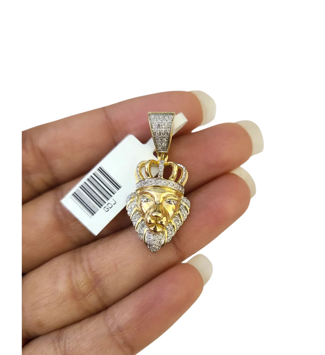 Real 10k Yellow Gold Lion Head Diamond Charm Pendant 1.25'' inch Genuine 10kt - Image 4