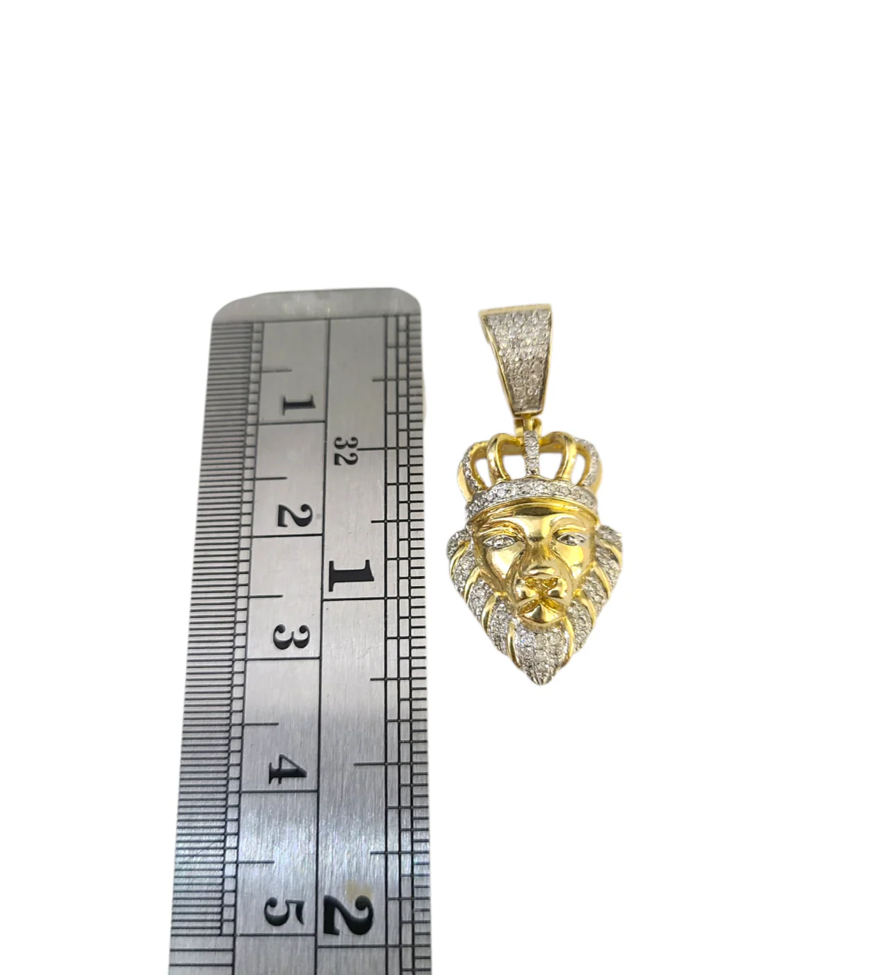 Real 10k Yellow Gold Lion Head Diamond Charm Pendant 1.25'' inch Genuine 10kt - Image 5