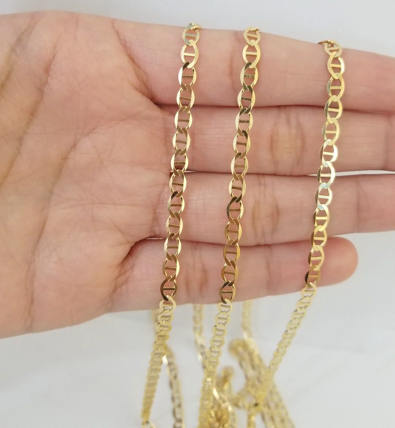 Real 10k Yellow Gold Mariner Anchor Link Chain 22" Inch 4mm Necklace - Image 5