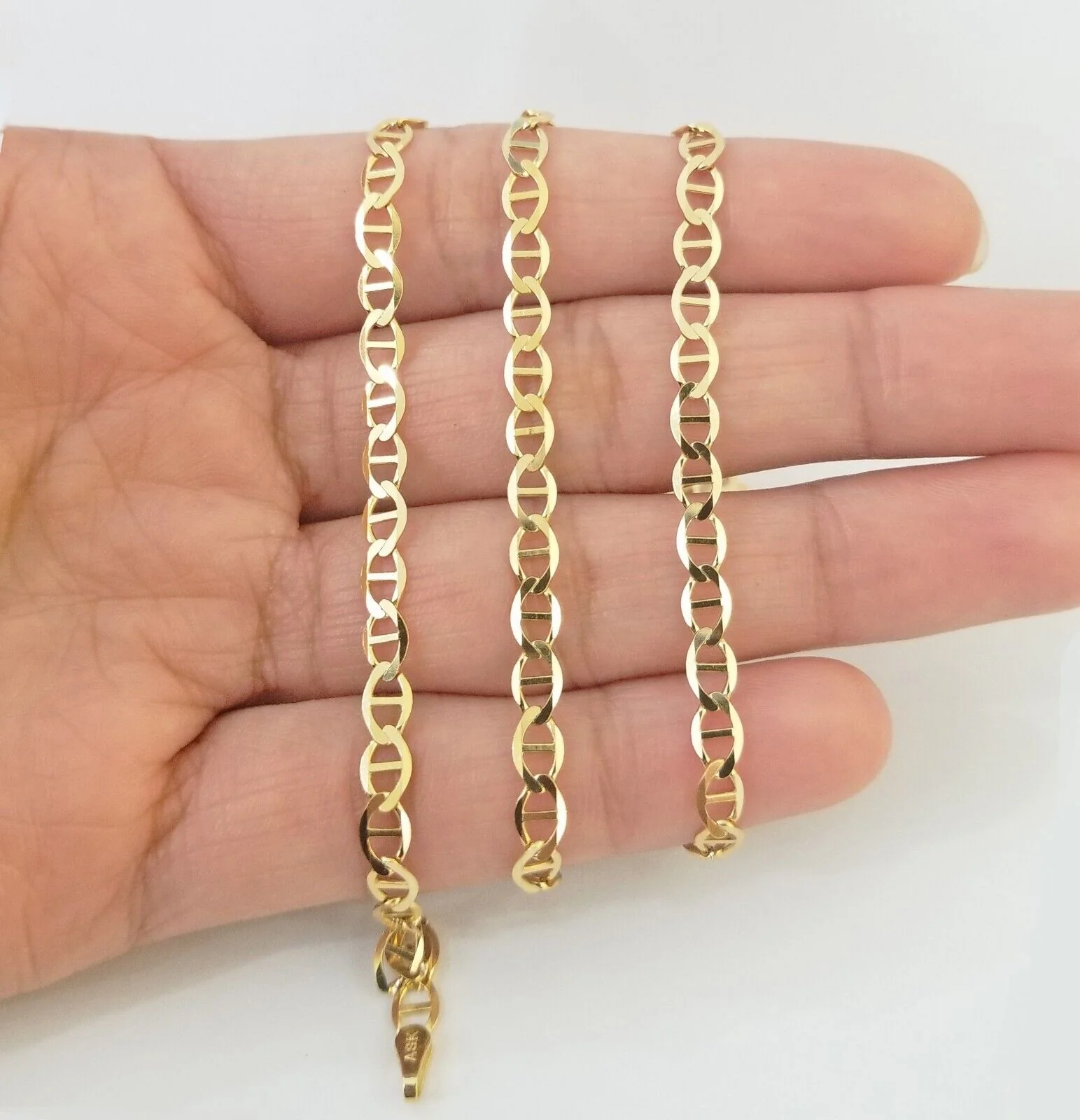 Real 10k Yellow Gold Mariner Anchor Link Chain 24" Inch 4mm Necklace - Image 2