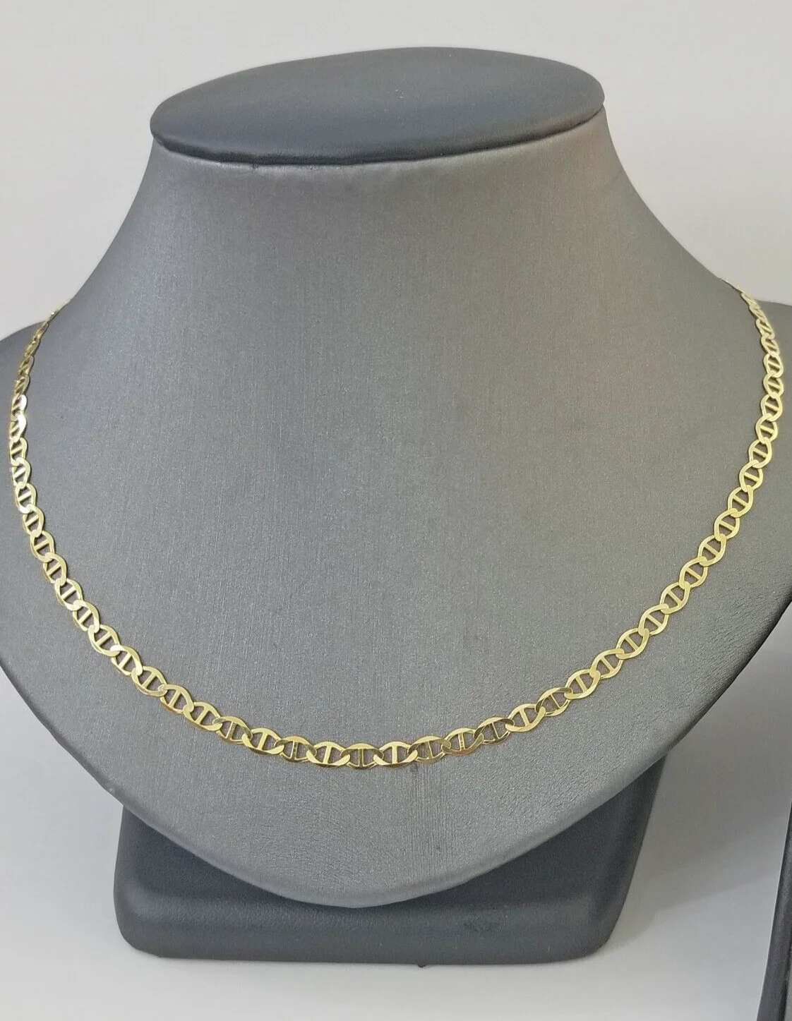 Real 10k Yellow Gold Mariner Anchor Link Chain 24" Inch 4mm Necklace - Image 3