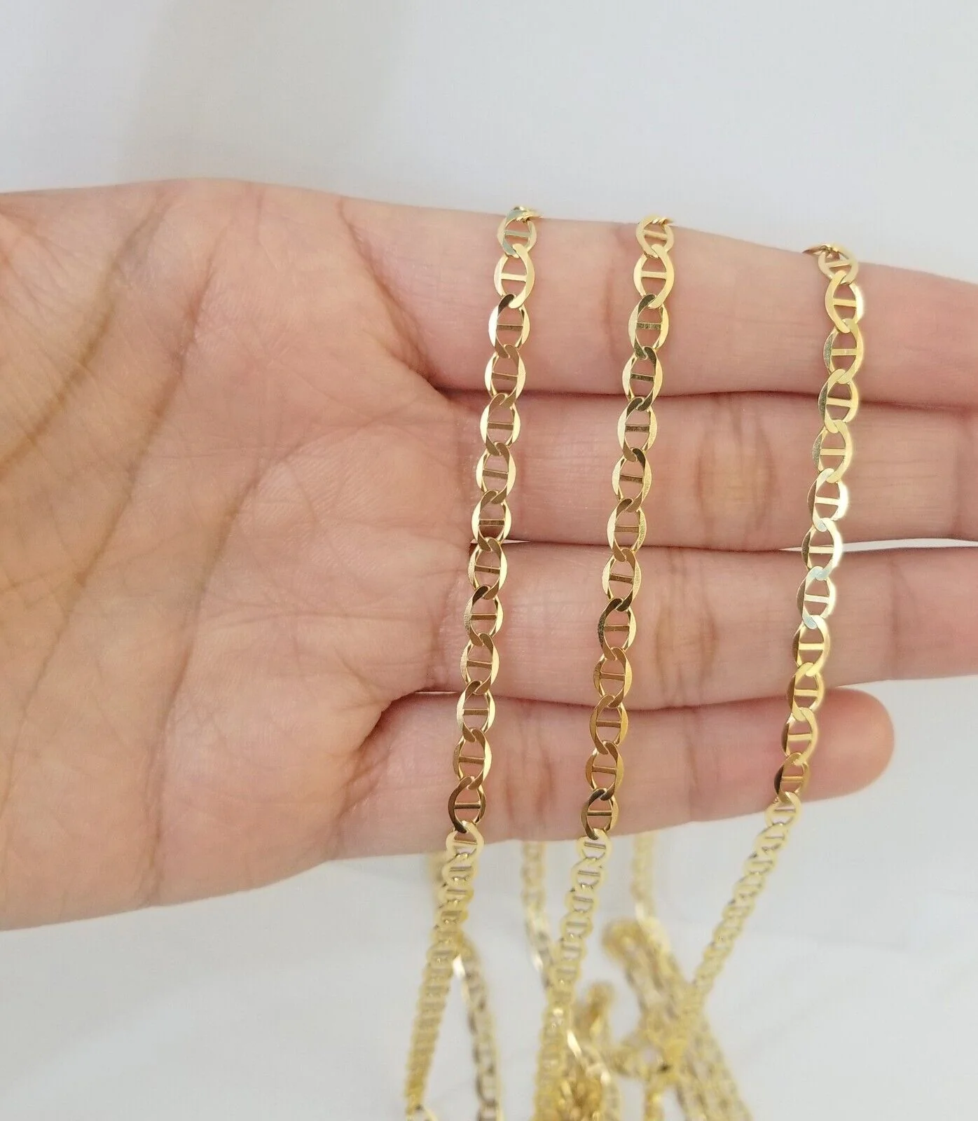 Real 10k Yellow Gold Mariner Anchor Link Chain 24" Inch 4mm Necklace - Image 4