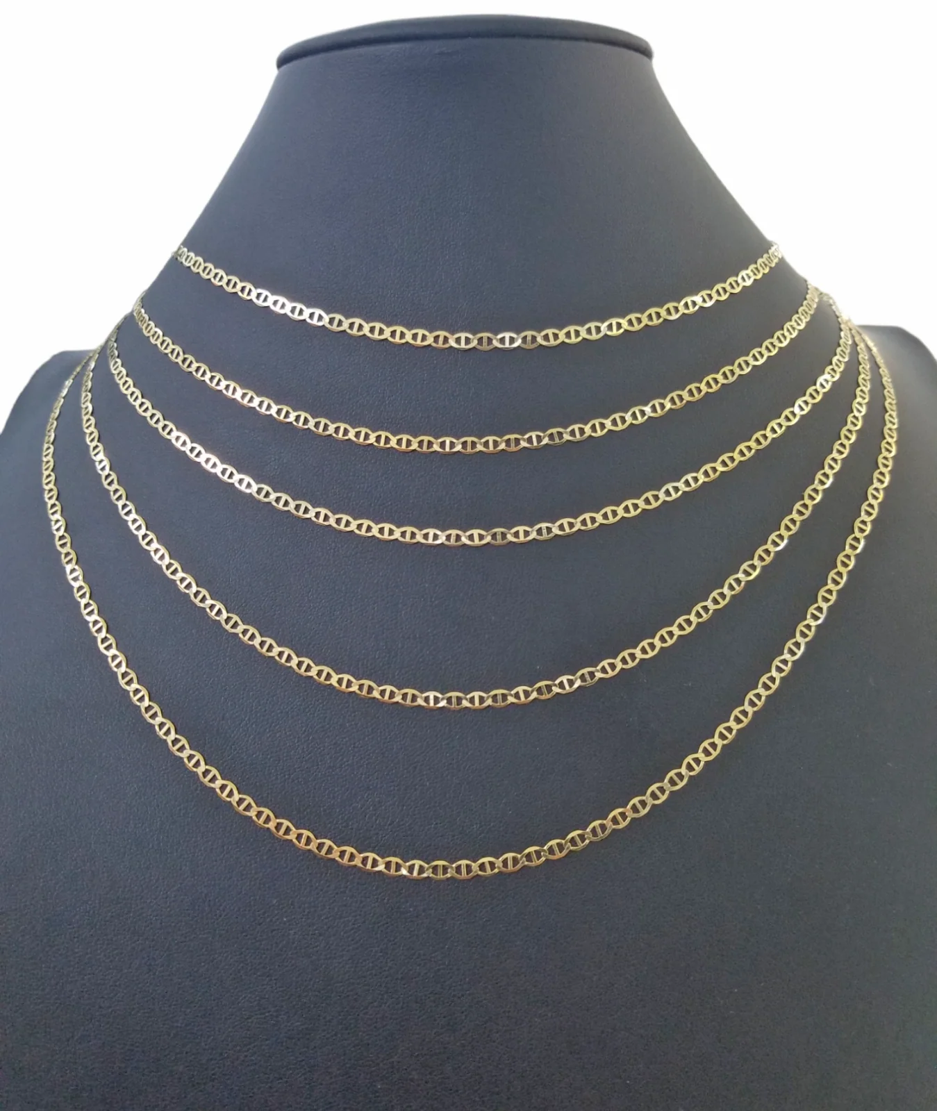 Real 10k Yellow Gold Mariner Anchor Link Chain  3mm  Necklace 16"-24" Inch - Image 2