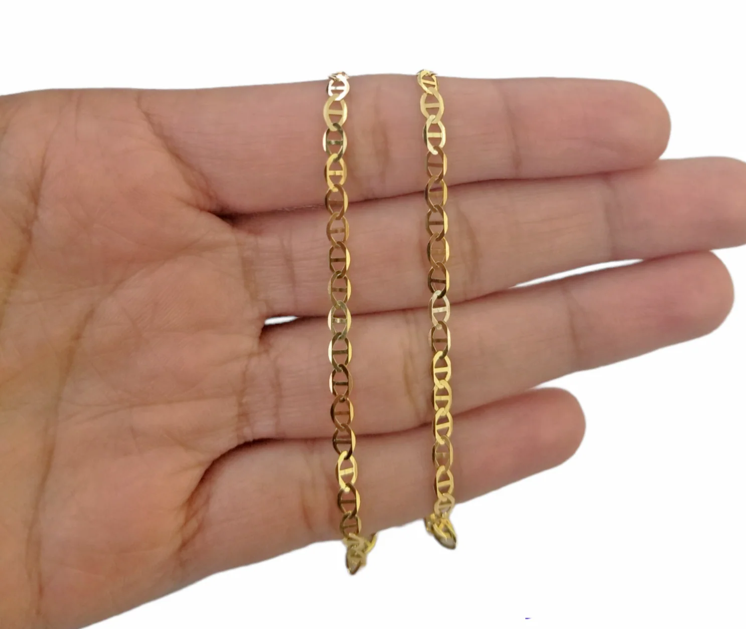 Real 10k Yellow Gold Mariner Anchor Link Chain 3mm Necklace 24" Inch - Image 2