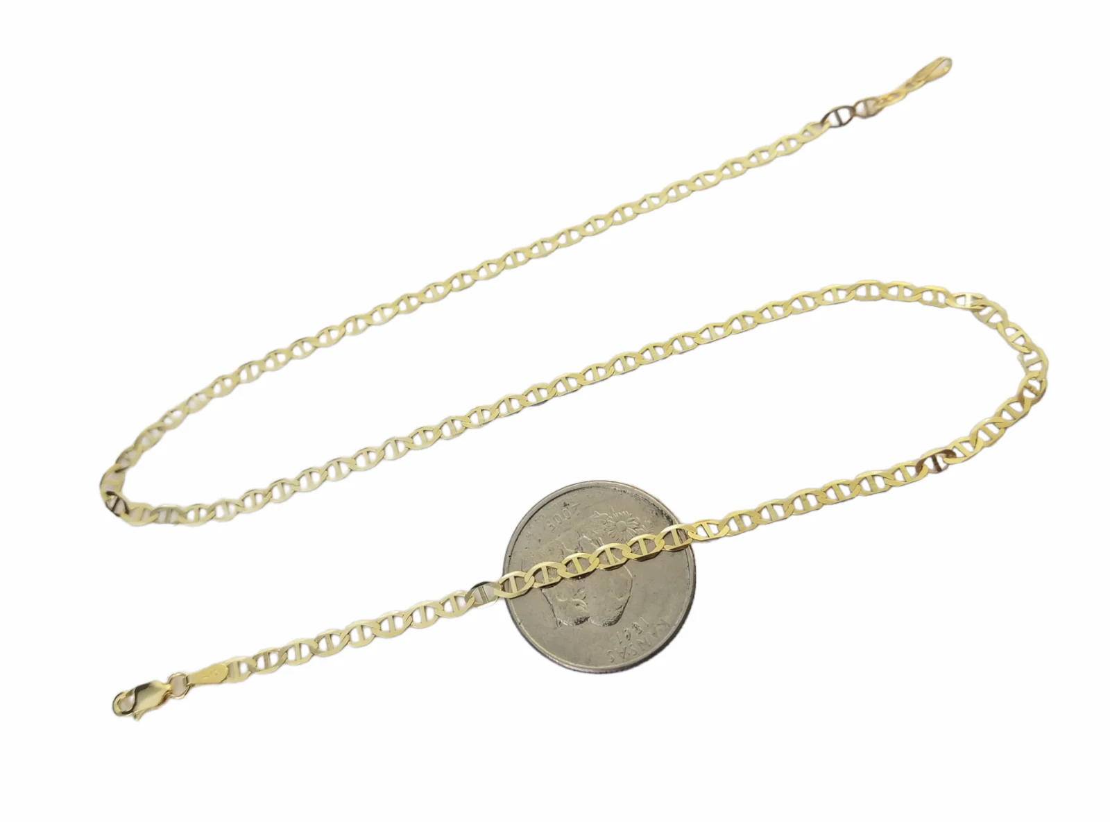 Real 10k Yellow Gold Mariner Anchor Link Chain 3mm Necklace 24" Inch - Image 6