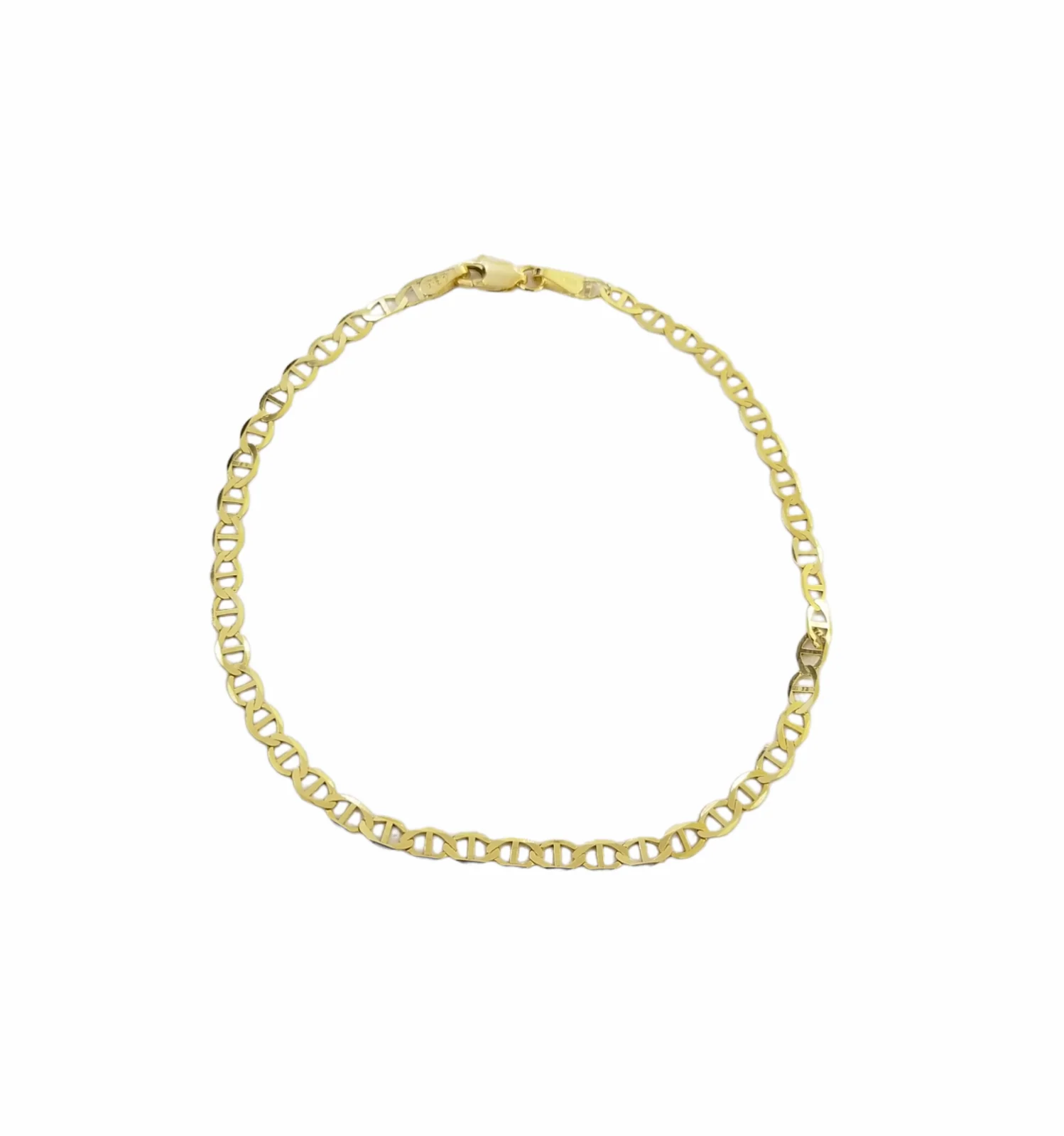 Real 10k Yellow Gold Mariner Anchor Link Necklace Bracelet Set 3mm Chain FOR LADIES - Image 3