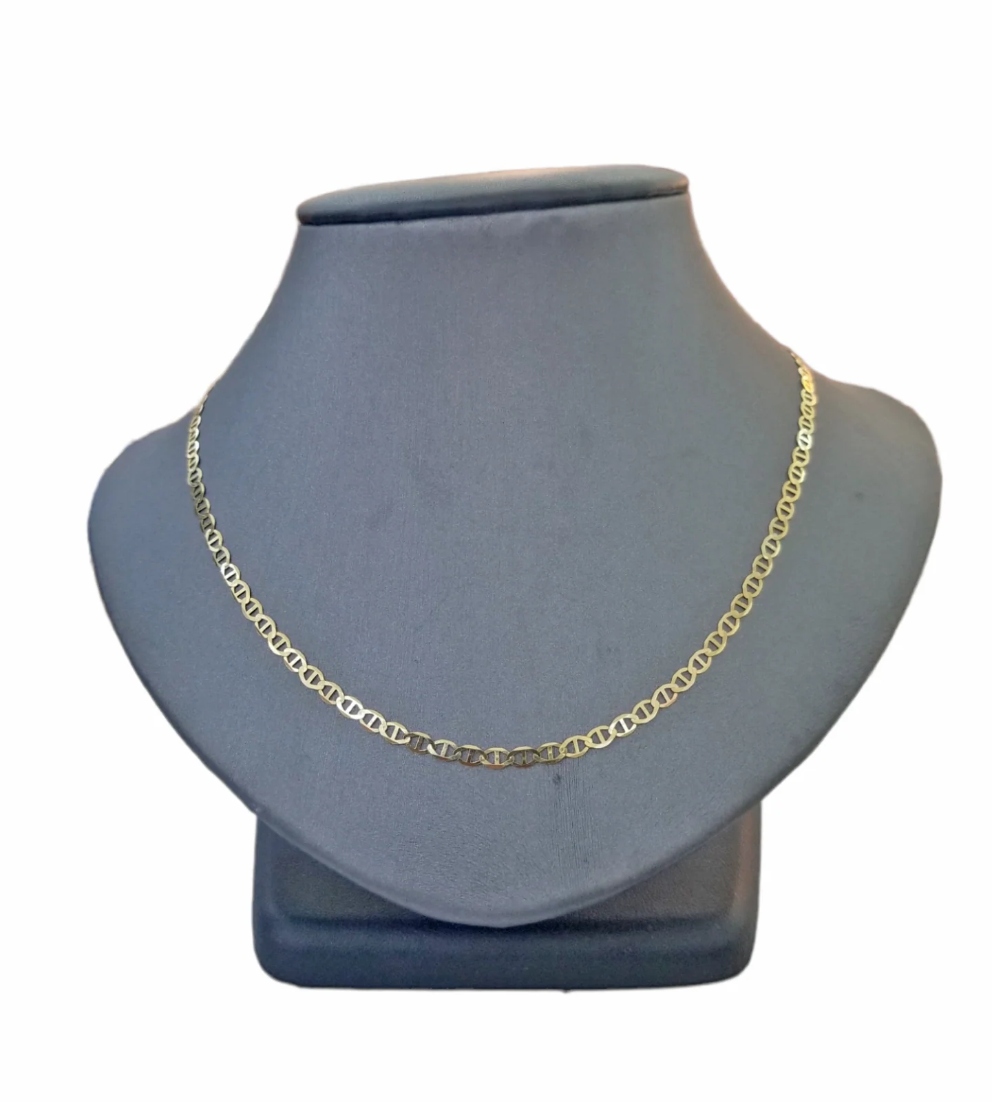 Real 10k Yellow Gold Mariner Anchor Link Necklace Bracelet Set 3mm Chain FOR LADIES - Image 5