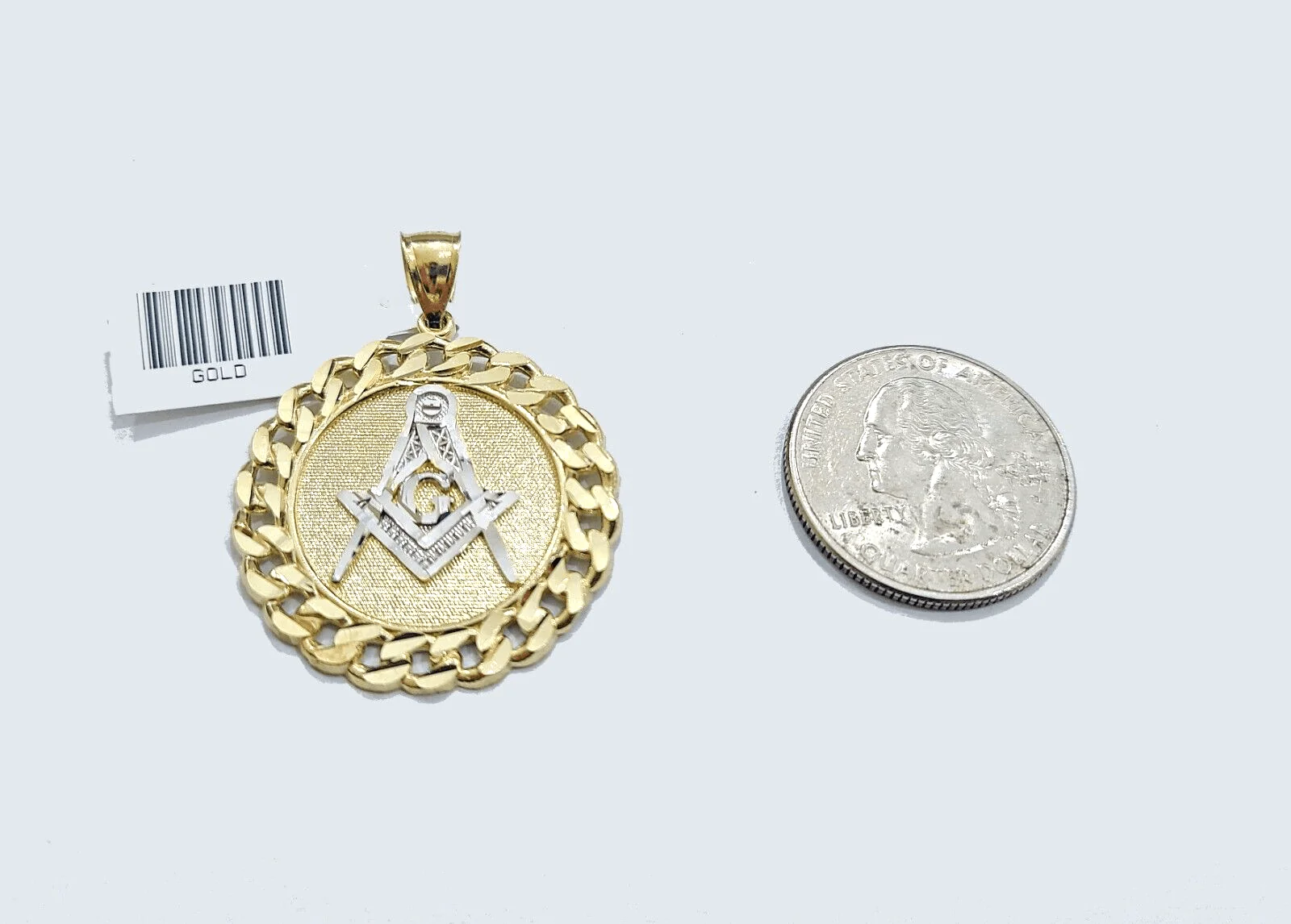 Real 10k Yellow Gold  Masonic Charm 1.5'' inches  Pendant 10kt for Chain - Image 3