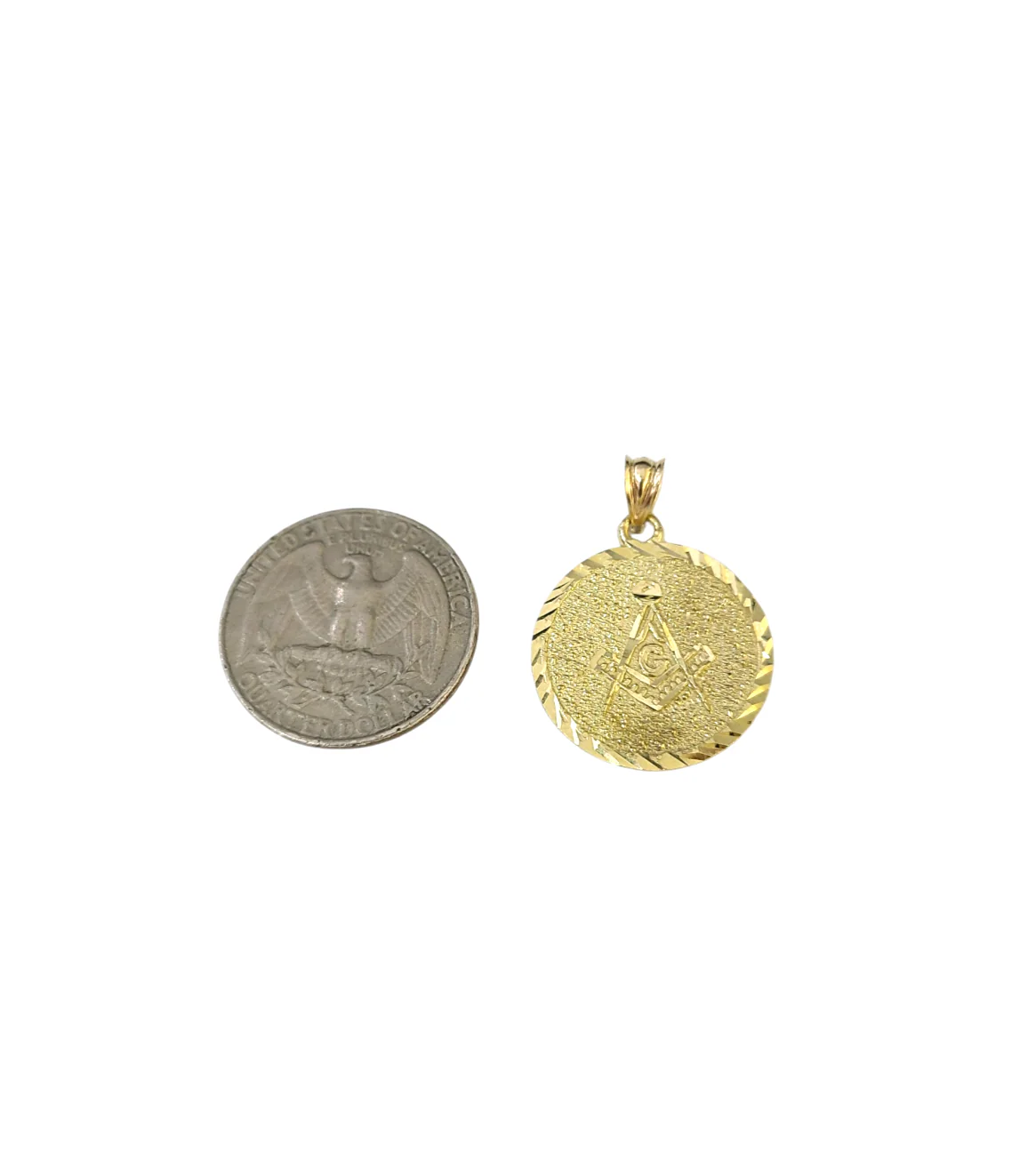 Real 10K  Yellow Gold Masonic Freemason Medal Pendant Charm Genuine 10kt - Image 4
