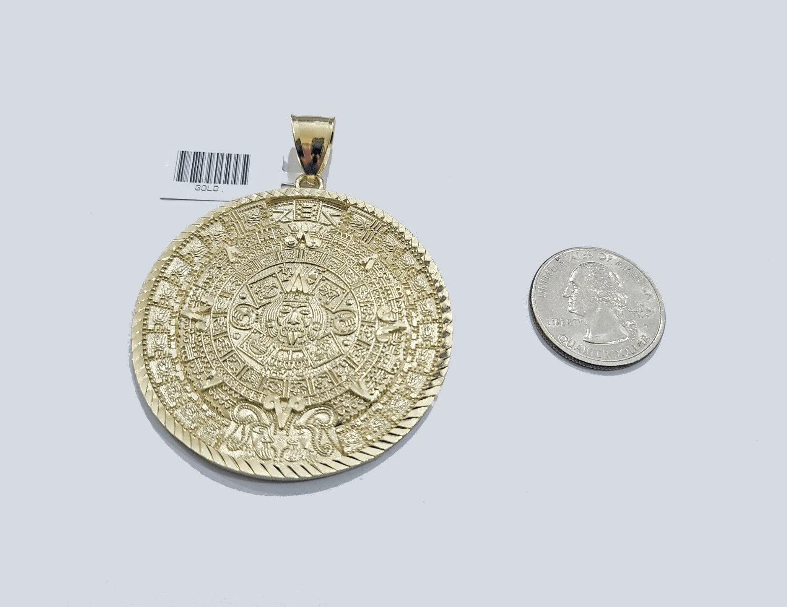 Real 10k Yellow Gold  Mayan Calendar Charm Pendant 10kt for Chain - Image 5