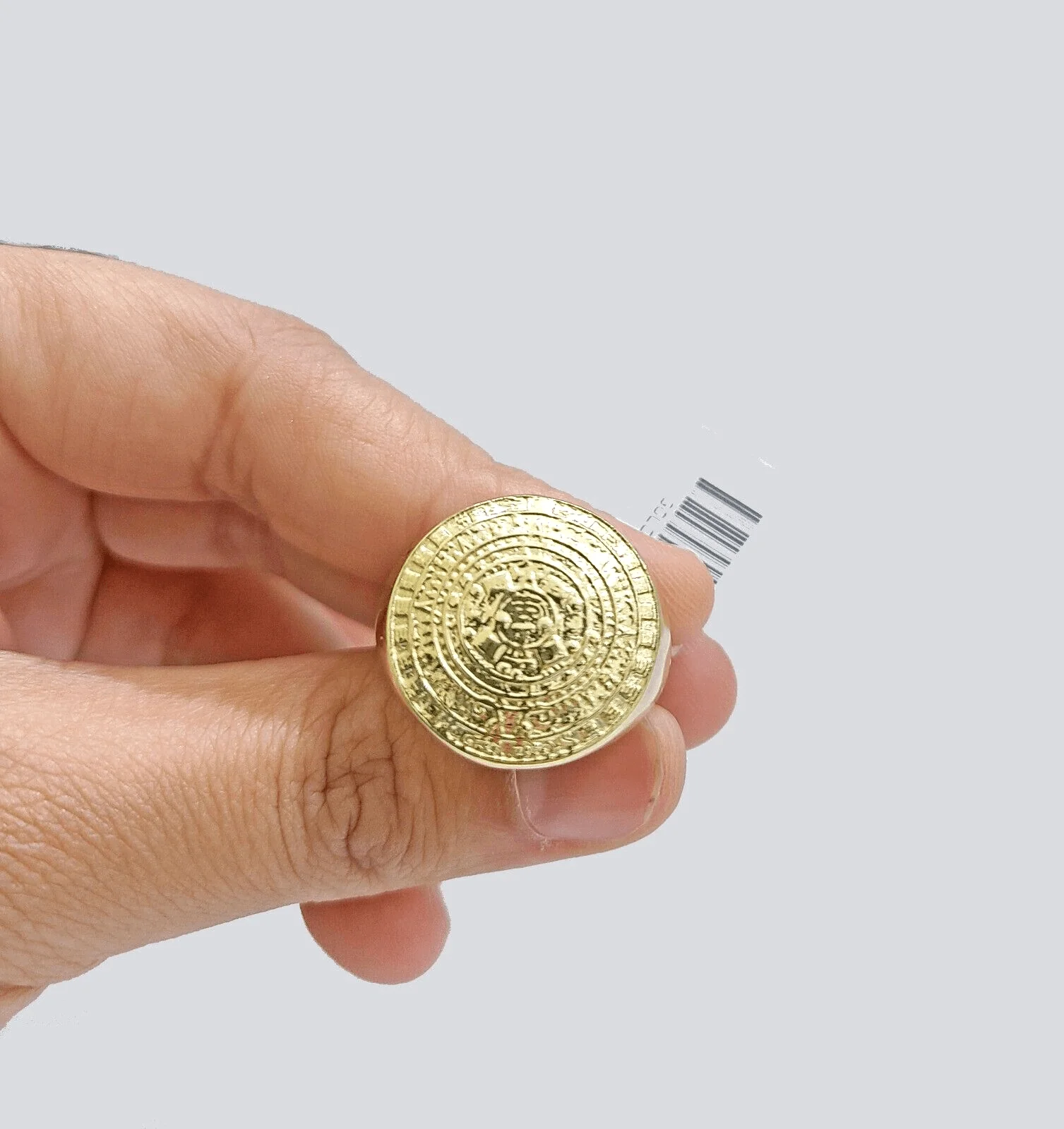 Real 10k Yellow Gold Mayan Calendar  Ring Band All Sizes - Image 2