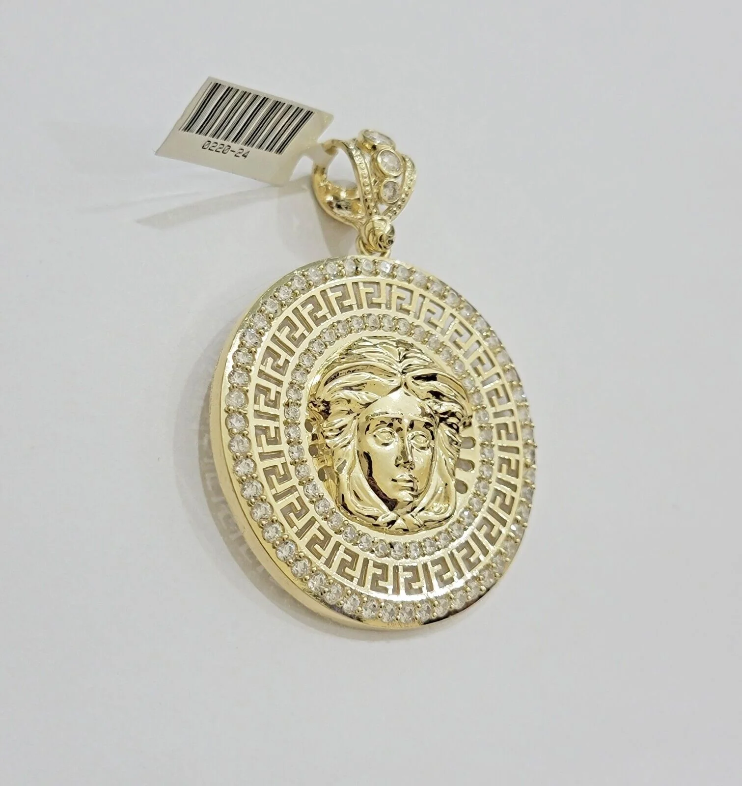 Real 10k Yellow Gold Medusa Head Charm Pendant 2.25" With Stones 10kt for Chain - Image 3