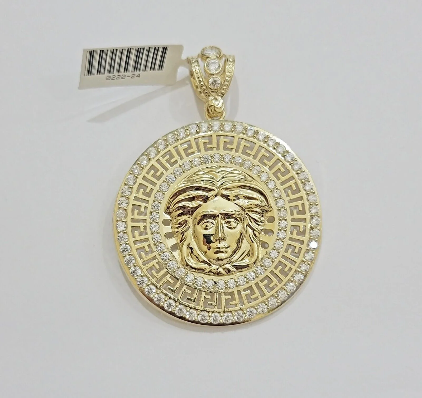 Real 10k Yellow Gold Medusa Head Charm Pendant 2.25" With Stones 10kt for Chain - Image 4