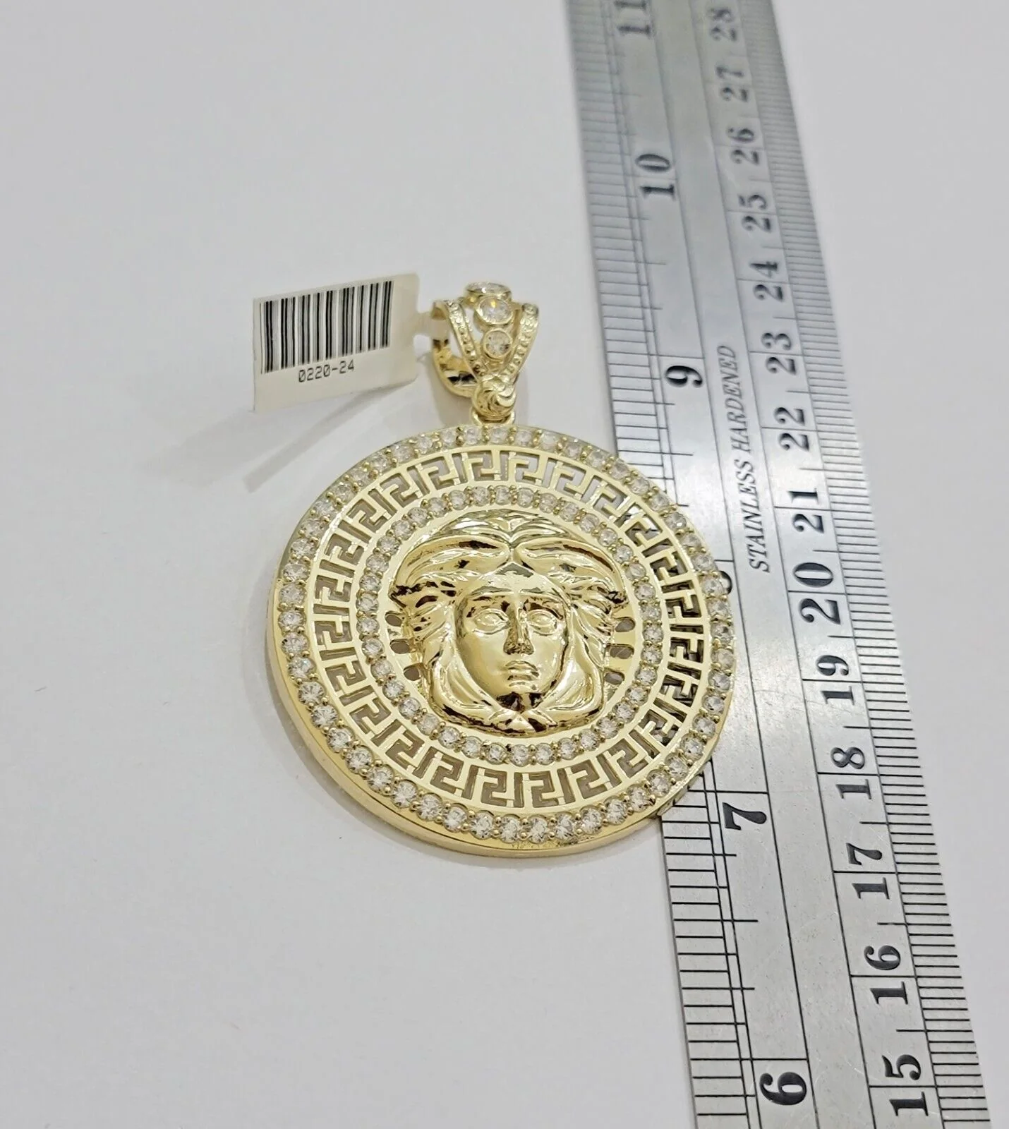Real 10k Yellow Gold Medusa Head Charm Pendant 2.25" With Stones 10kt for Chain - Image 5