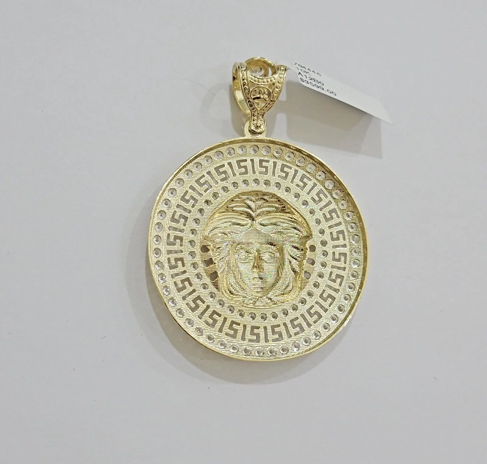Real 10k Yellow Gold Medusa Head Charm Pendant 2.25" With Stones 10kt for Chain - Image 8