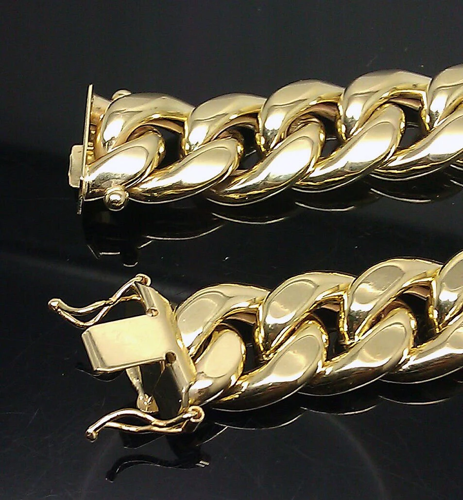 Real 10k Yellow Gold Men 11mm Miami Cuban Bracelet Box Lock 9" - Image 3
