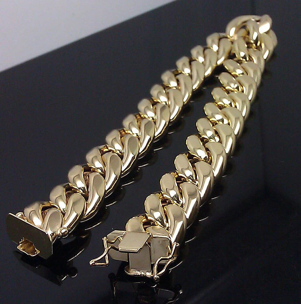 Real 10k Yellow Gold Men 11mm Miami Cuban Bracelet Box Lock 9" - Image 4