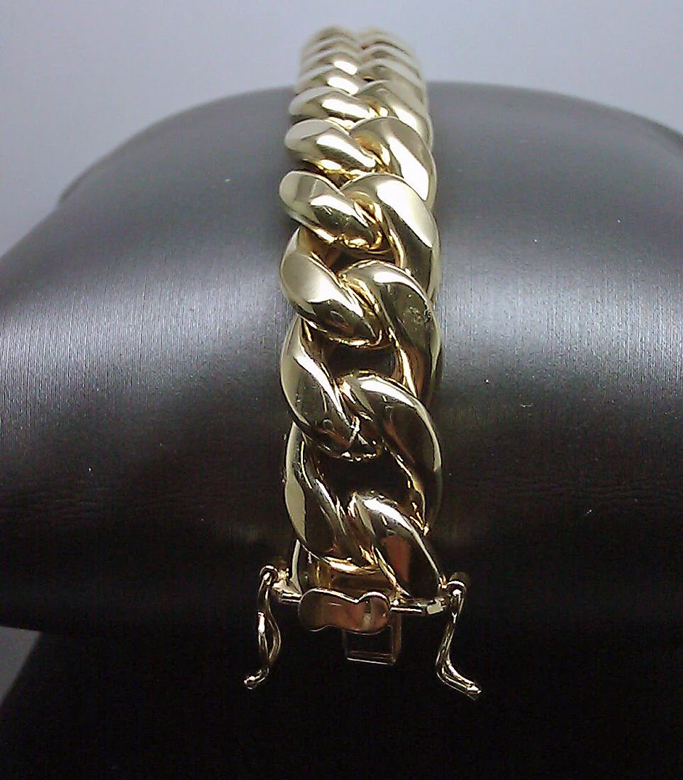 Real 10k Yellow Gold Men 11mm Miami Cuban Bracelet Box Lock 9" - Image 5