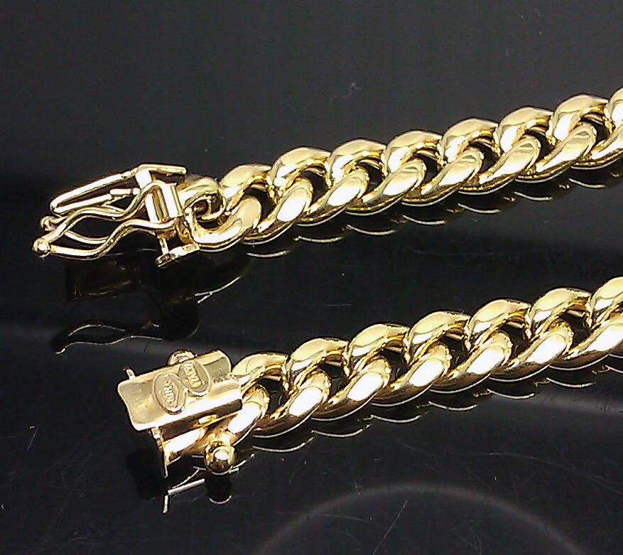 Real 10k yellow Gold Men Necklace chain 7mm 20" Miami Cuban Chain Box Lock - Image 5