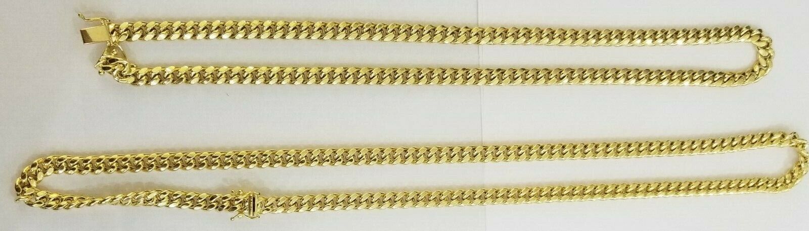 Real 10k yellow Gold Men Necklace chain 7mm 20" Miami Cuban Chain Box Lock - Image 6