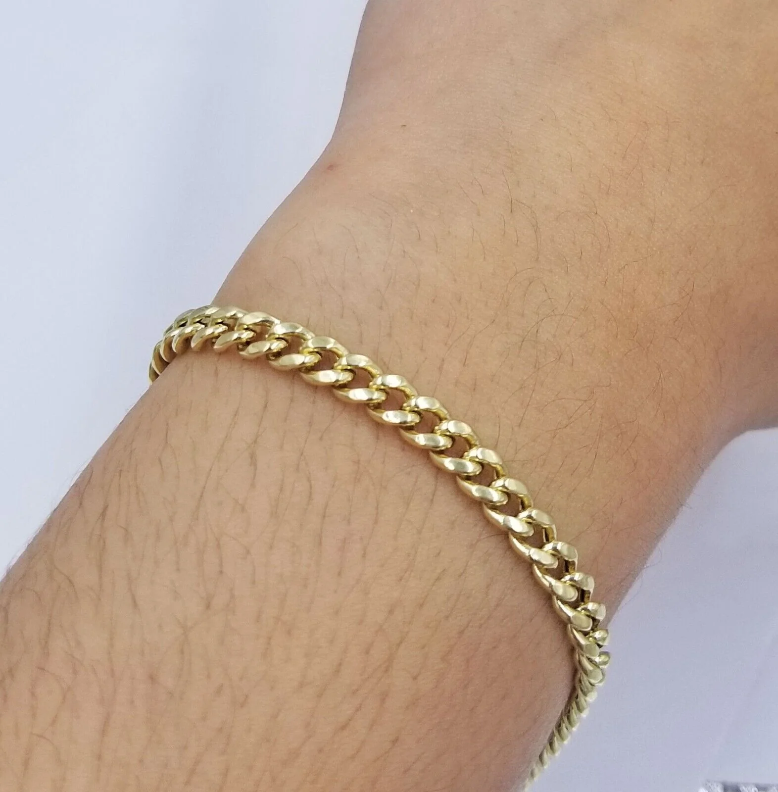 Real 10k Yellow Gold Miami Cuban Link 4mm Bracelet 8" Men  Women  10kt - Image 3