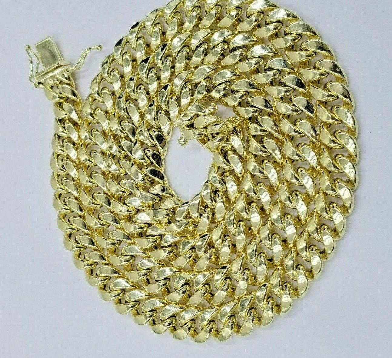 Real 10K Yellow Gold Miami Cuban Link Chain 8mm 22" Box Lock Necklace Men Women - Image 5