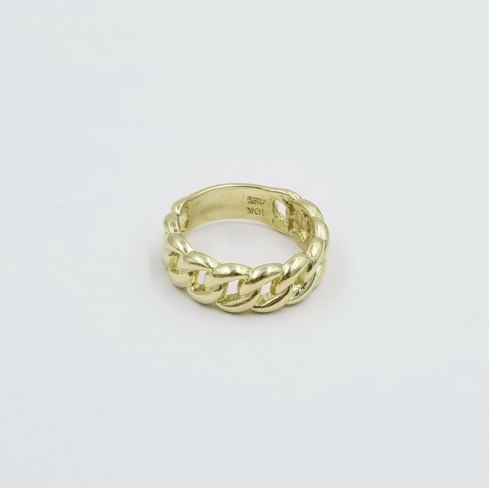 REAL 10K Yellow Gold Miami Cuban Ring Band Style Sizable Rings Men Women Pinky All Sizes - Image 2