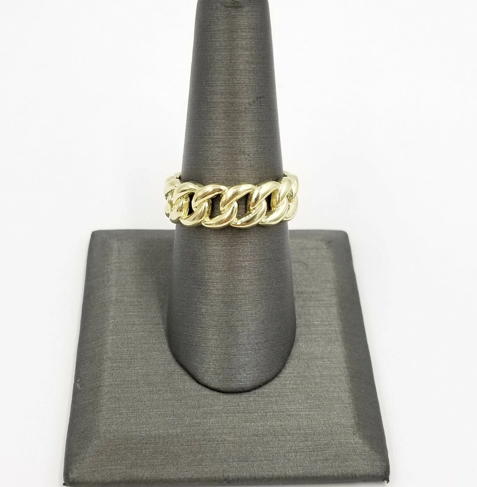 REAL 10K Yellow Gold Miami Cuban Ring Band Style Sizable Rings Men Women Pinky All Sizes - Image 3
