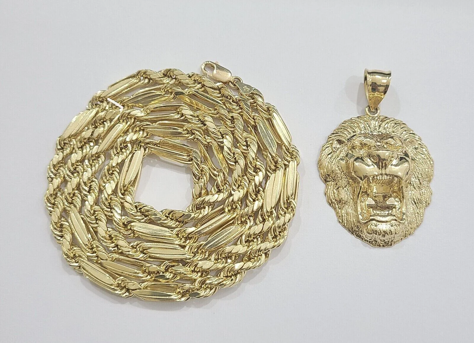 Real 10k Yellow Gold Milano Rope Chain 26''  Necklace Lion Head charm pendant - Image 6
