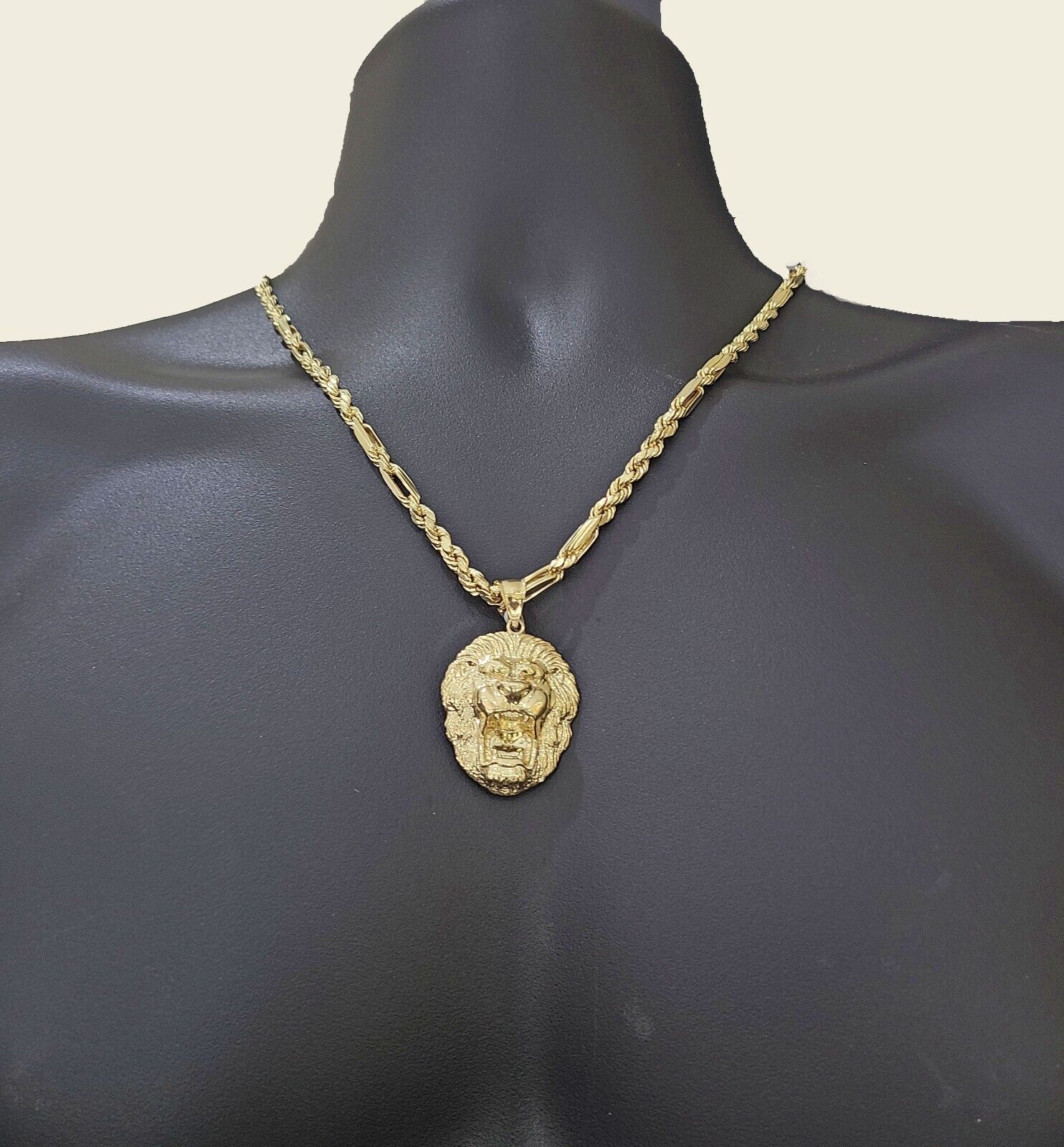 Real 10k Yellow Gold Milano Rope Chain 26''  Necklace Lion Head charm pendant - Image 9