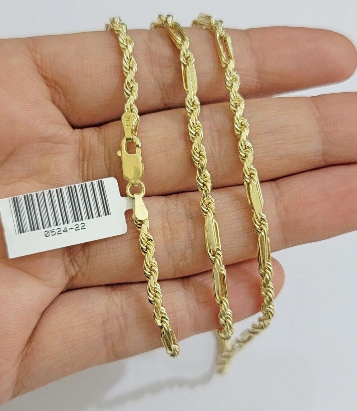 Real 10k Yellow Gold Milano Rope Chain Necklace 18"-24"Inches 3mm 10kt Men Women - Image 2