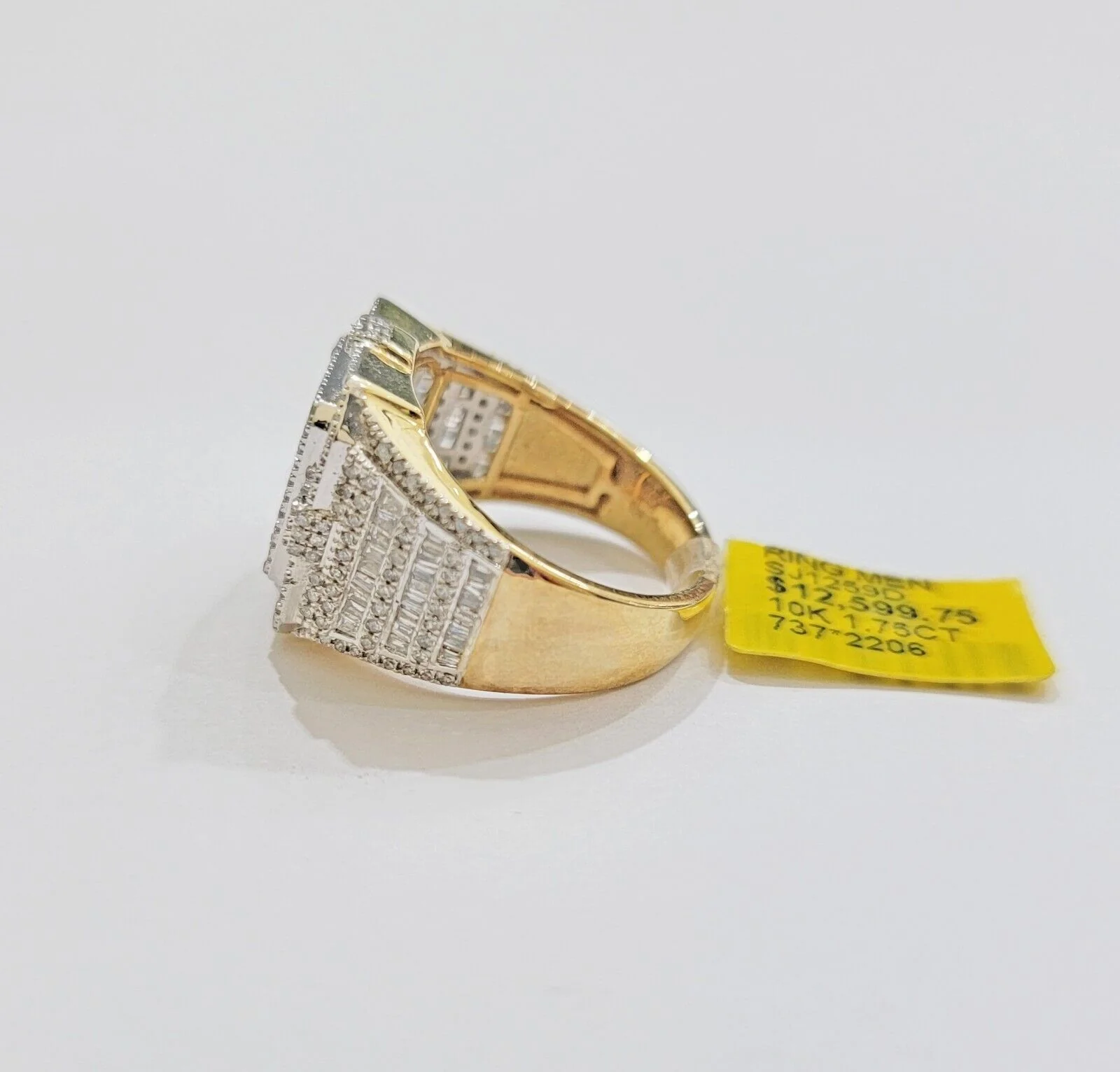 Real 10k Yellow Gold Natural Diamond Men Ring Round Baguette Dia Style Free Ship All Sizes - Image 4