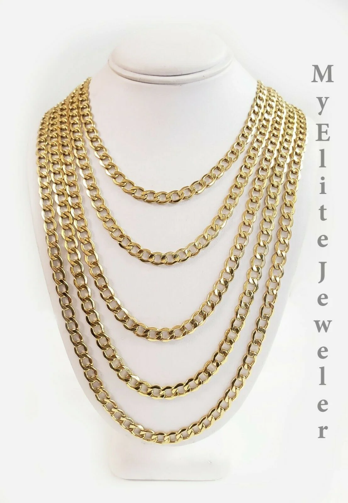 REAL 10k Yellow Gold Necklace 5mm Cuban Curb Link 18" 20" 22 24 26 28 Inch Chain - Image 2