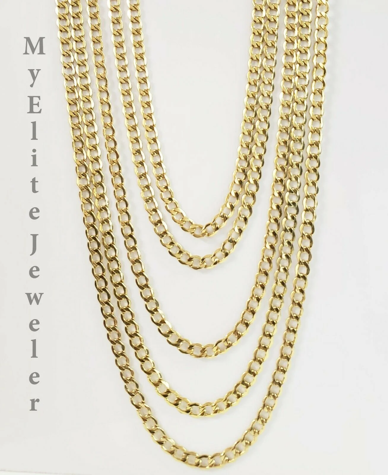 REAL 10k Yellow Gold Necklace 5mm Cuban Curb Link 18" 20" 22 24 26 28 Inch Chain - Image 4