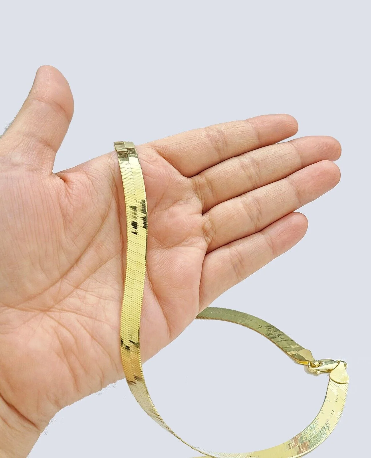 Real 10k Yellow Gold Necklace 8mm Herringbone Chain 18'' inches Unisex - Image 2
