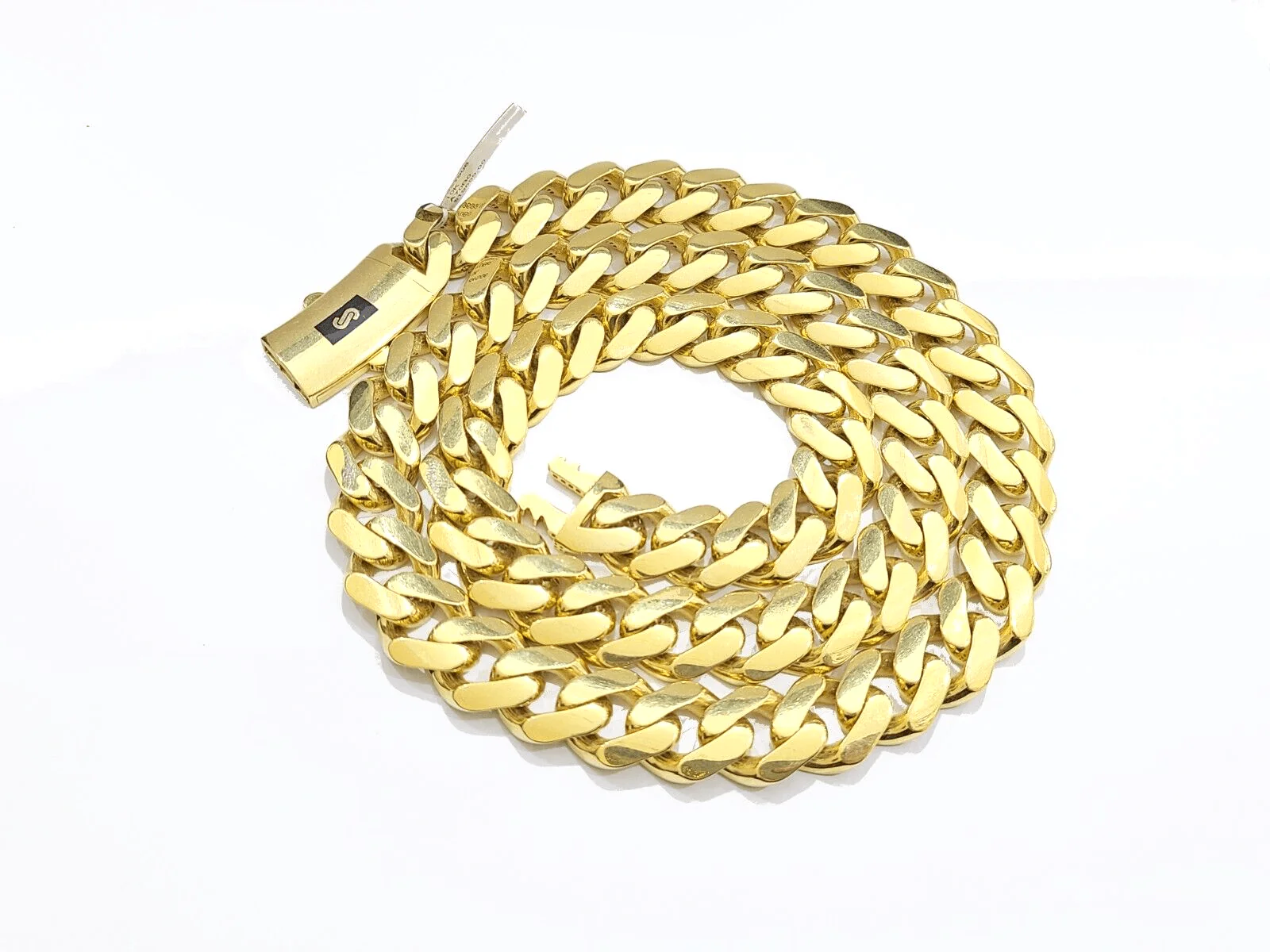 Real 10k Yellow Gold Necklace Monaco Chain  15mm 30" inch 10kt Unisex Chain - Image 2