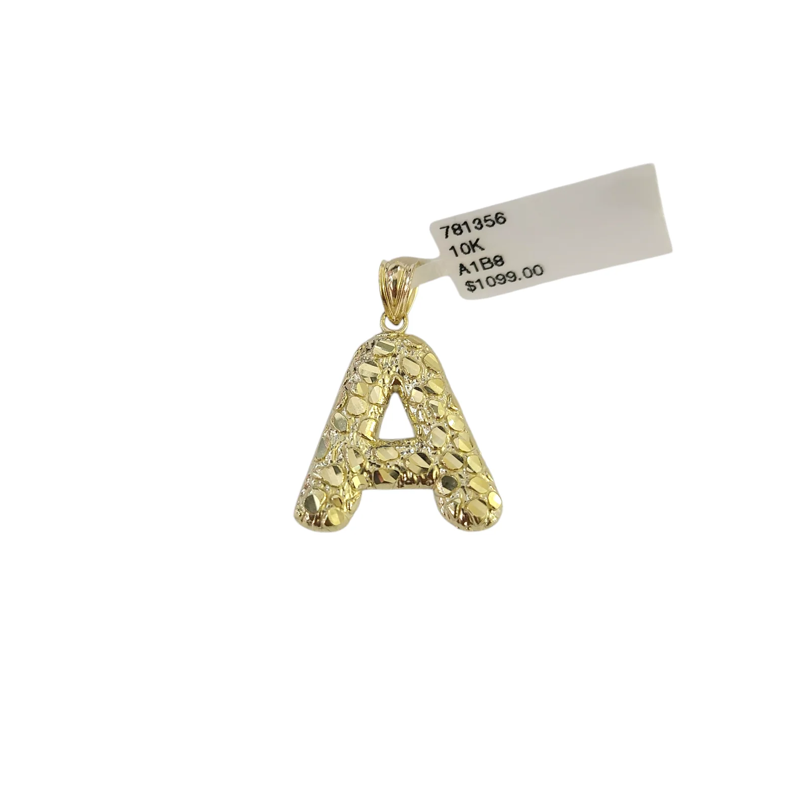 Real 10k Yellow Gold Nugget A Initial Alphabet Charm Pendant 10KT - Image 2