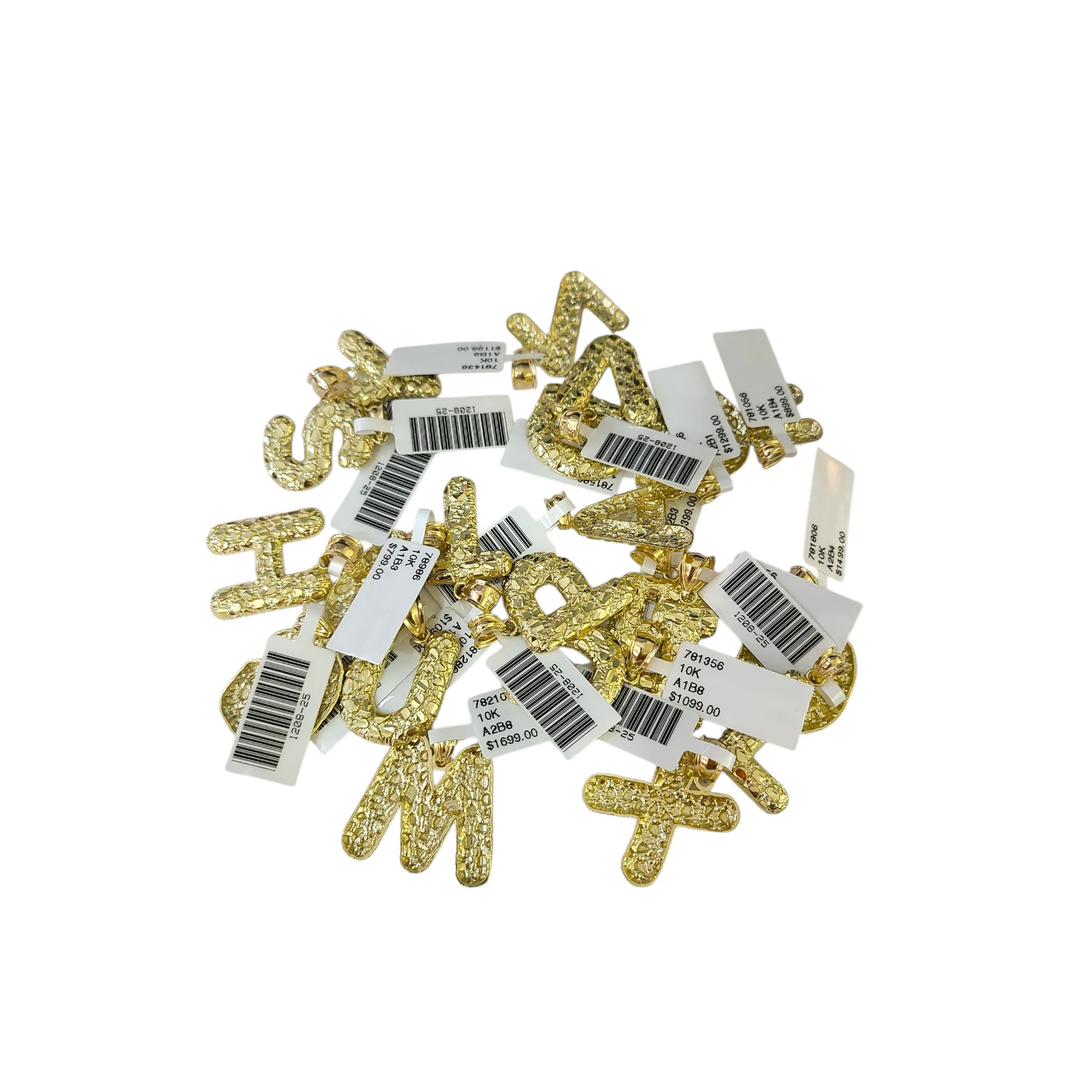 Real 10K Yellow Gold Nugget Alphabet Initials Charm Pendant Genuine 10Kt A to Z - Image 3