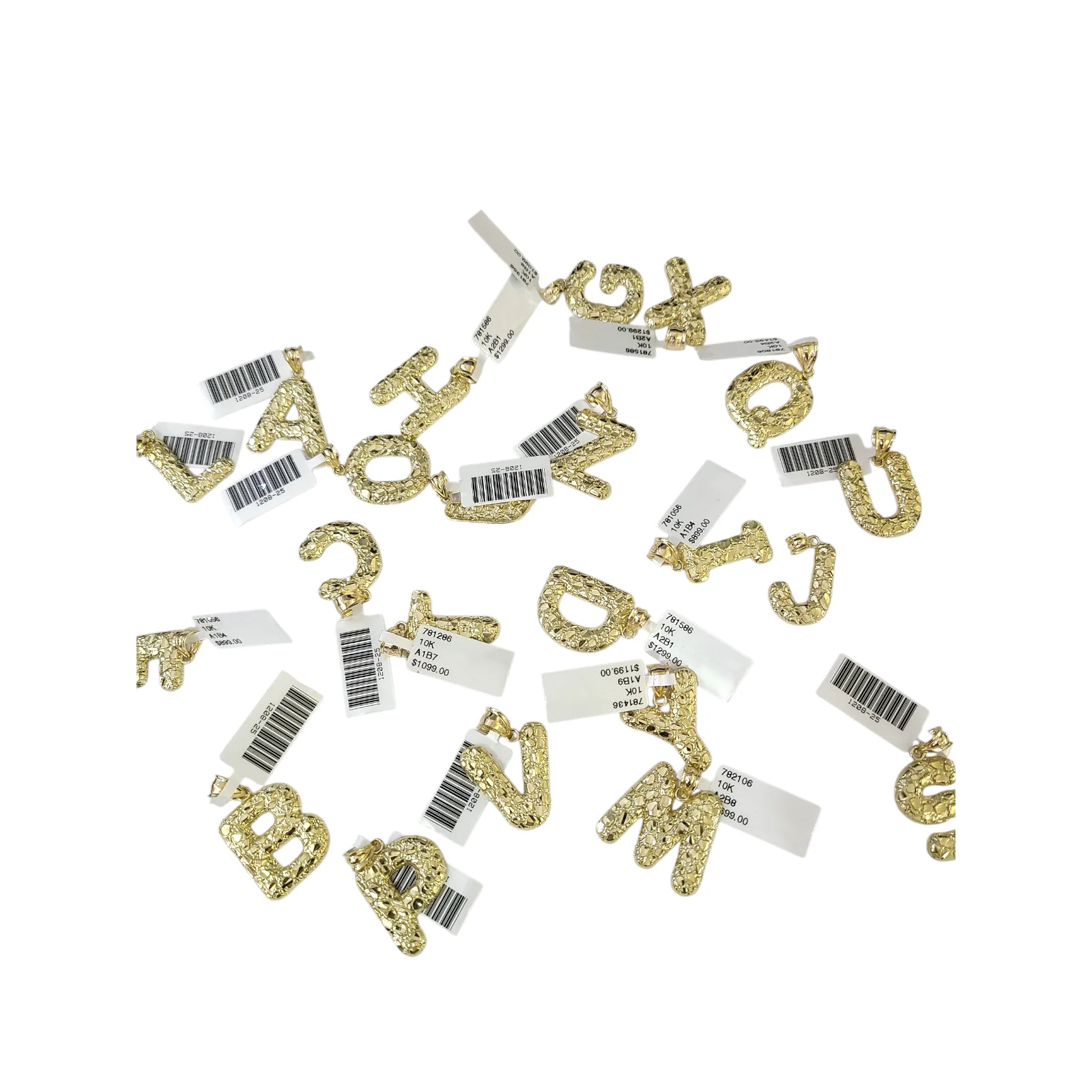 Real 10K Yellow Gold Nugget Alphabet Initials Charm Pendant Genuine 10Kt A to Z - Image 4